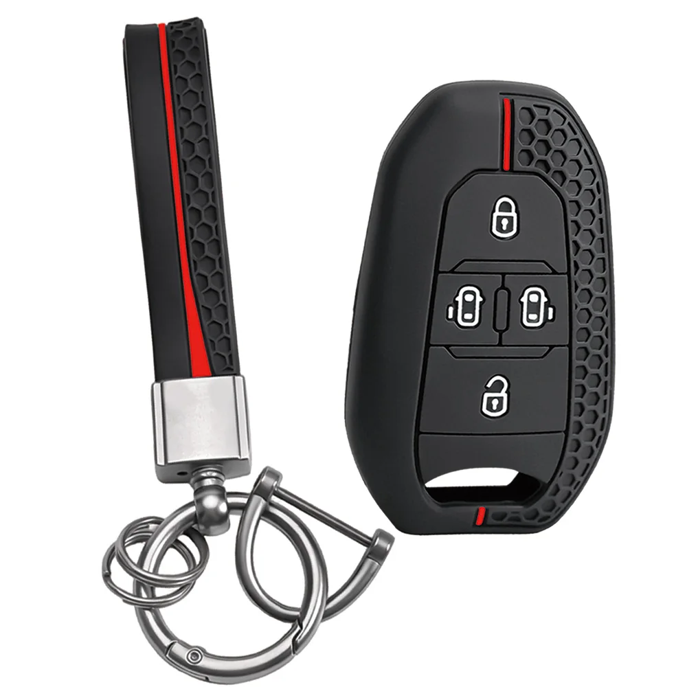 silicone remote shell For Peugeot Expert Traveller For Citroen Spacetourer Jumpy Dispatch with wrist strap and key ring snug fit
