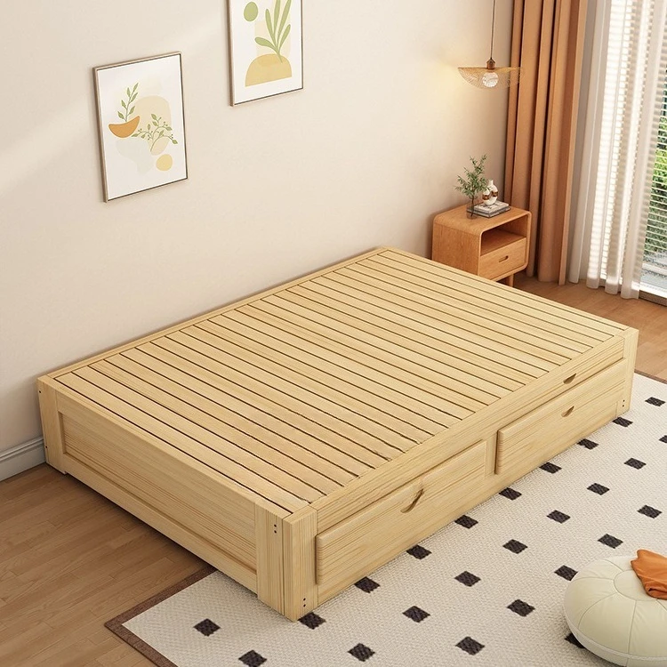 Internet celebrity solid wood tatami, multi-functional storage push-pull bed, telescopic sofa bed