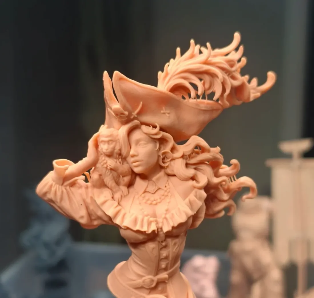 1PC 10cm/14cm Female Pirate Bust Model 3D Printed Resin Blank Statue Sculpture DIY Coloring Self-assembly Models Figurines view 6