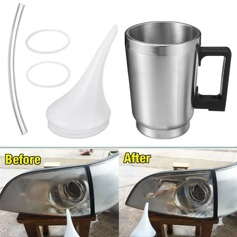 1Set Car Headlight Lens Restoration Kit Refurbishment Spray Cup Tool With 2 Lids Renovation Repair Clean Kit Automobile Tool
