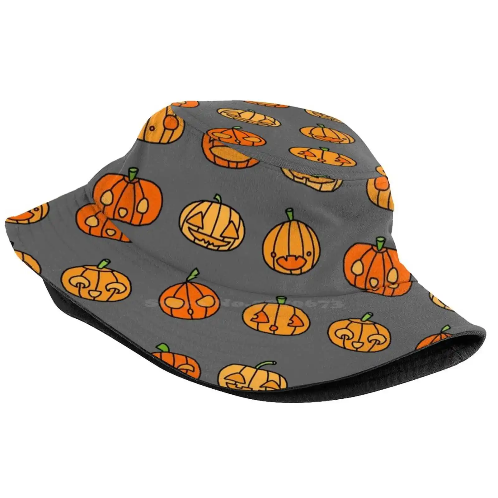 9 Orange Pumpkins Just Hanging Out On Hallowe'En- Up To No Good | Babyrage Item #I0021A Sun Cap Fisherman Hat Bucket Hats