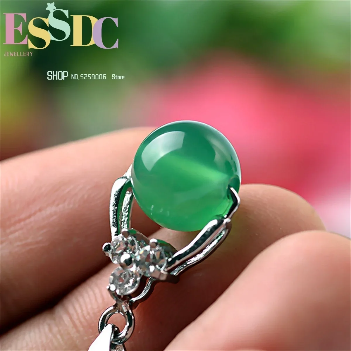 Iced Chalcedony Beads Pendant Agate Inlaid Clavicle Chain Red And Green Women's  Necklace  GiftJade Jewelry Natural Simplicity