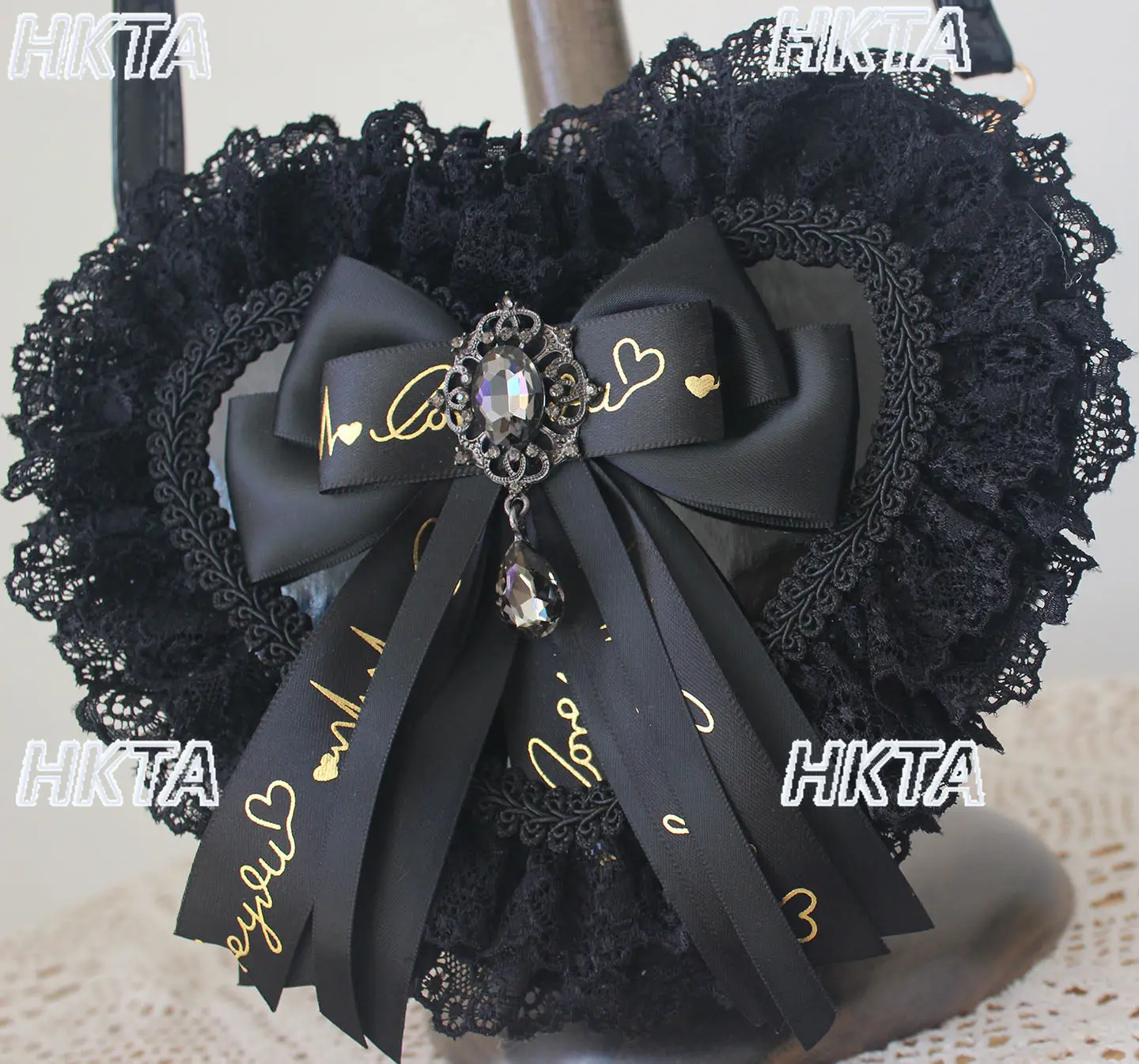 

Black Gold Lolita Patent Leather Heart Crossbody Bag Women Girls Gothic Dark Heart Lace Cute Cosplay Backpack Decorative Bag