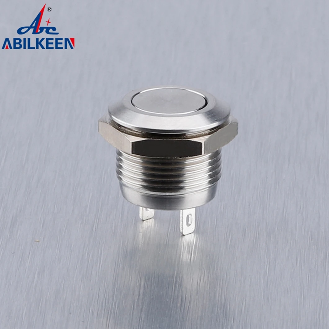 ABILKEEN IB12T1 12MM Ultra-Thin Metal Push Button Switch 1NO Momentary Push Button 3-220V 2A with 2Pin Terminal