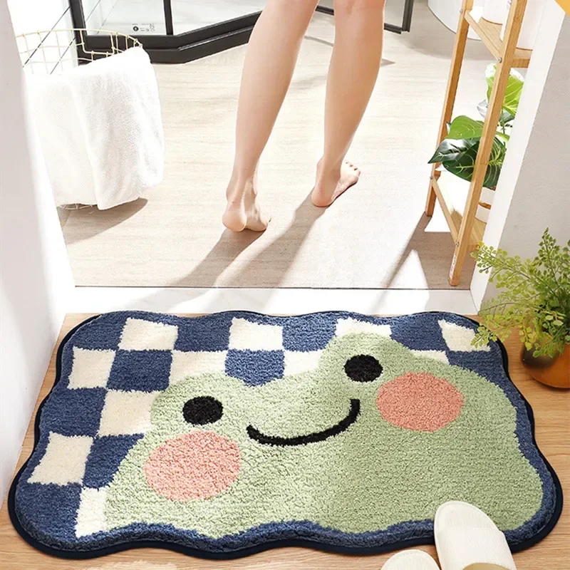 Cute Cartoon Bath Mat High Quality Flocked Microfiber Bathroom Rug Quick Dry Non-slip Water Absorbent Foot Mat Bath Carpet