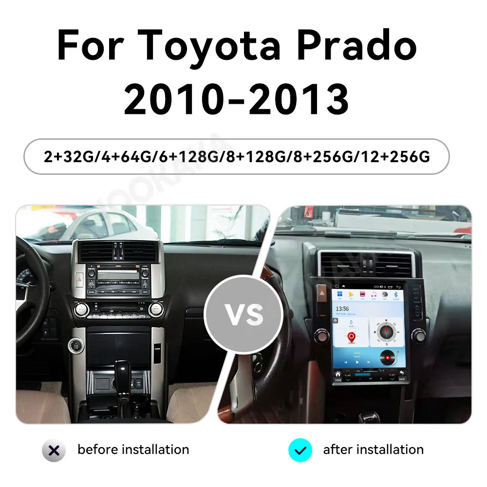 

For TOYOTA Land Cruiser Prado 150 2010 -2013 Car Radio Multimedia Player with Wireless CarPlay Android Auto Autoradio Stereo GPS