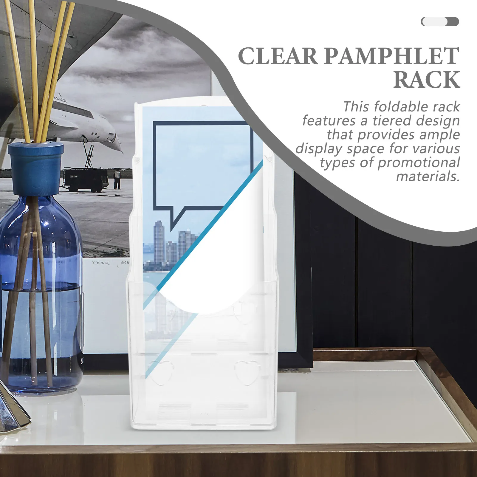 A6 Foldable Brochure Rack Clear Tiered Display Stand For Pamphlets Flyers Documents Desktop Organizer Trifold Brochure