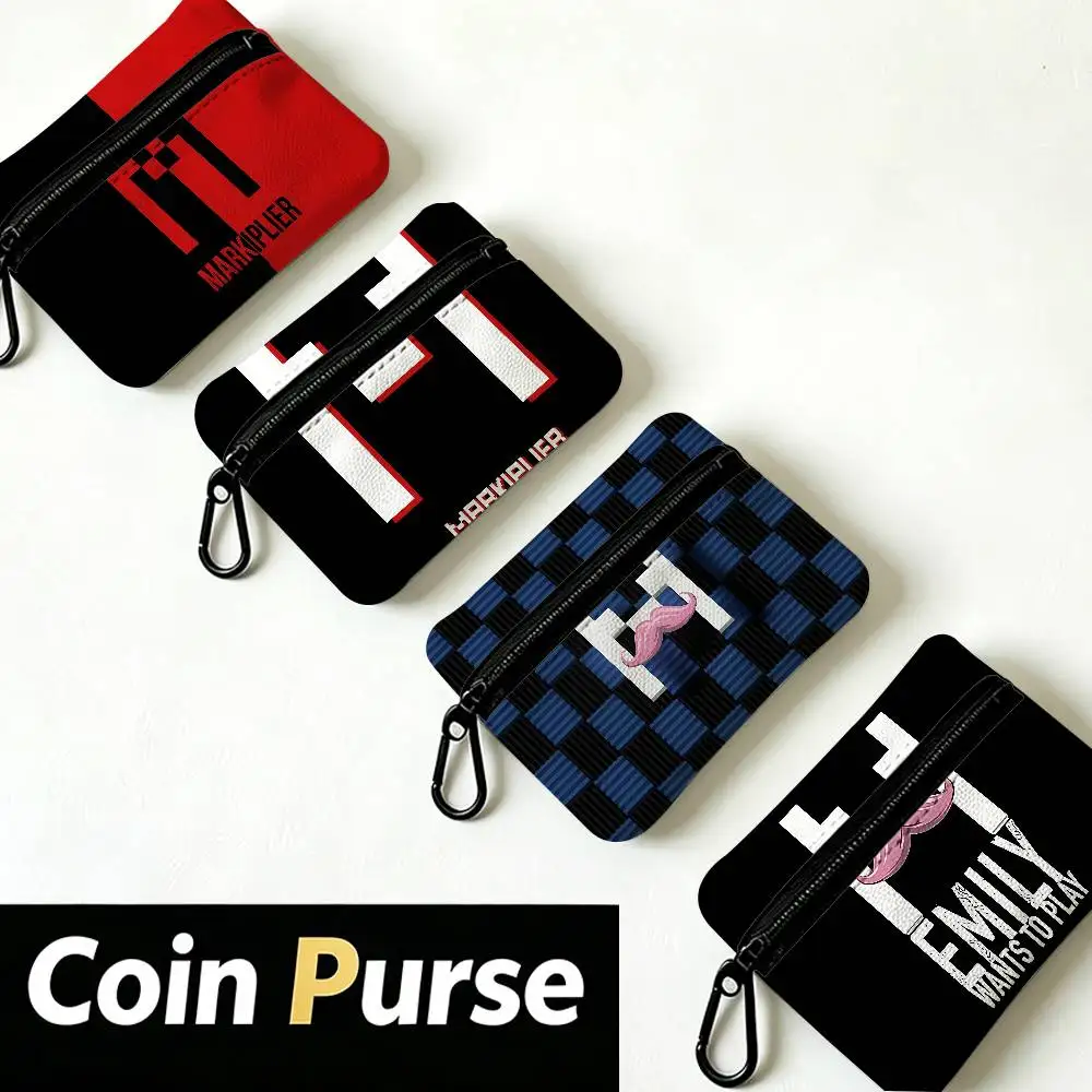 M-Markiplier-Person Portable Mini Oxford Cloth Coin Purse With Carabiner Hook Zipper Key Card Earphone Storage Wallet