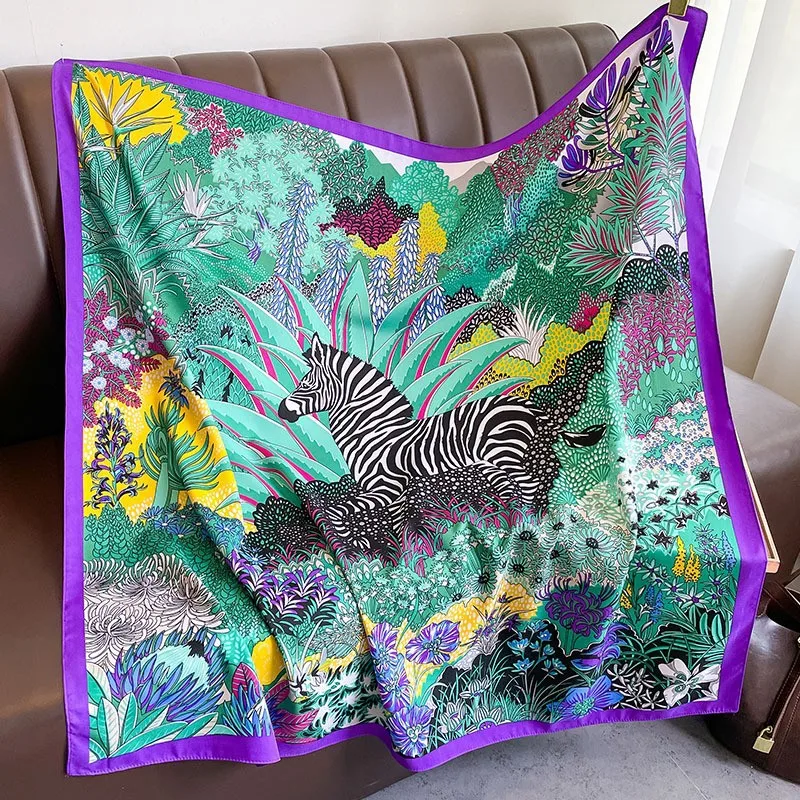 

Квадратный платок 90*90 см из твила с эффектом шелка, женские головные платки и накидки, роскошные шарфы для волос с принтом деревьев, шарфы на шею, хиджаб, бандана, пашмина