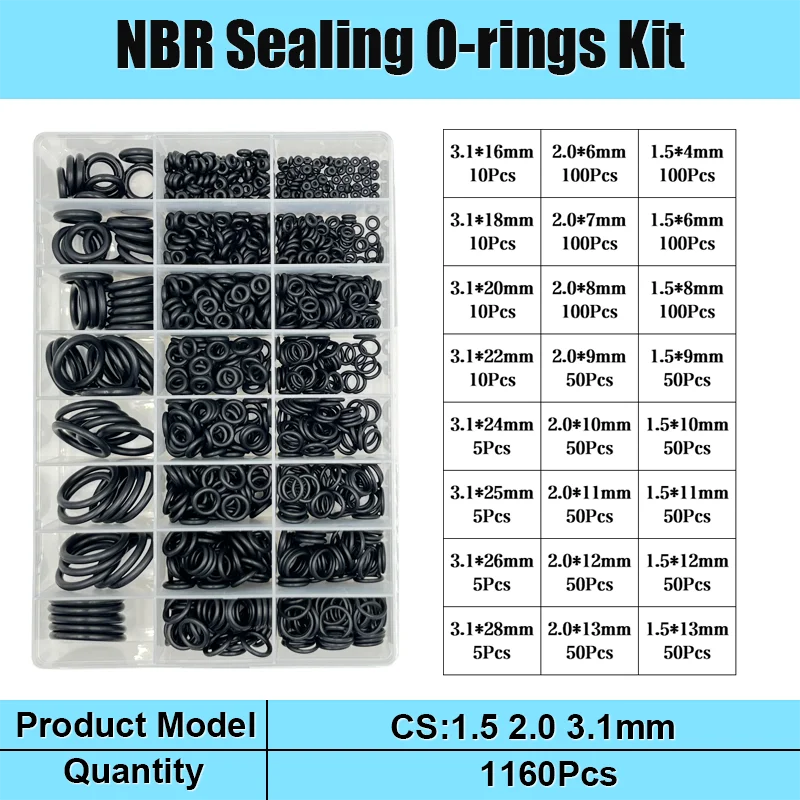 Nitril-O-Ring-Dichtungsscheibe Universelle Auto-Klimaanlagen NBR-Gummi-O-Ringe Sanitär-Dichtungen Ölbeständig Hochtemperaturbeständig – Detail 13