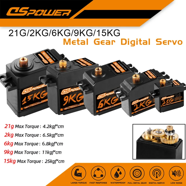 DSpower 17g 25g 2kg 6kg 9kg 15KG Cyfrowe wodoodporne serwa Metal Gear do samochodów RC 1/8 1/10 TRX4 slash scx10 yk4102 104001   arrma