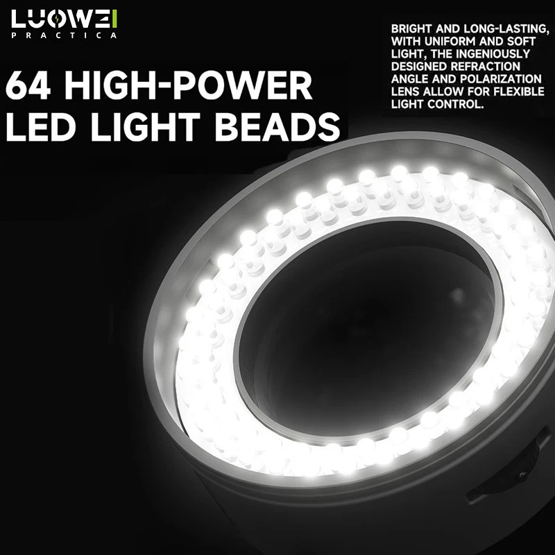 Luowei LW-LS02 64 LED Beads Caliber 61mm Microscope Polarized Ring Light Source Anti Glare LED Microscope Ring Lamp