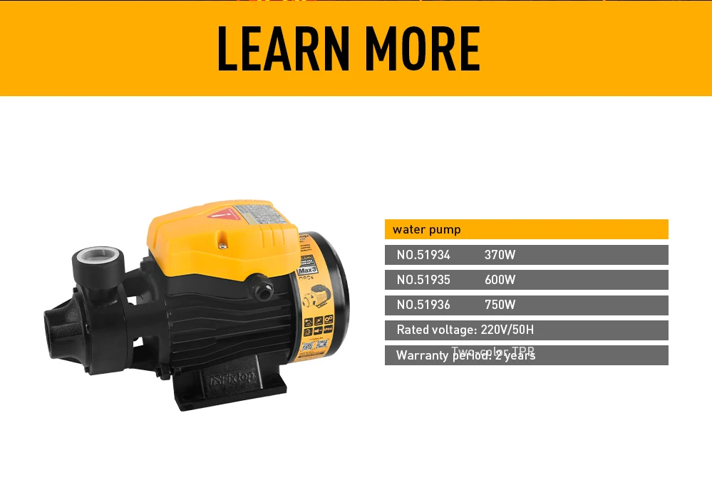 OEM Factory 220V 370W High Pressure Stainless Steel Triplex Agriculture Irrigation Water Pump for Home Use Pumps