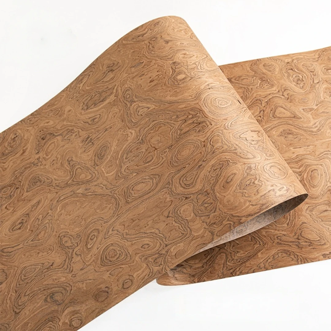 58x250cm Brown Burl Engineered Wood Veneer for Furniture Renovation Interior Decoration Wall Cabinet Projects