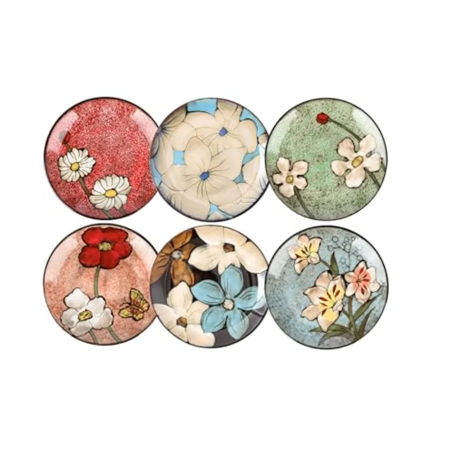 

Ceramic Salad Plates Set of 6 11 Inch Multicolor A Ideal for Serving Steak Salad Pasta Appetizers and More Dishwasher Microwave