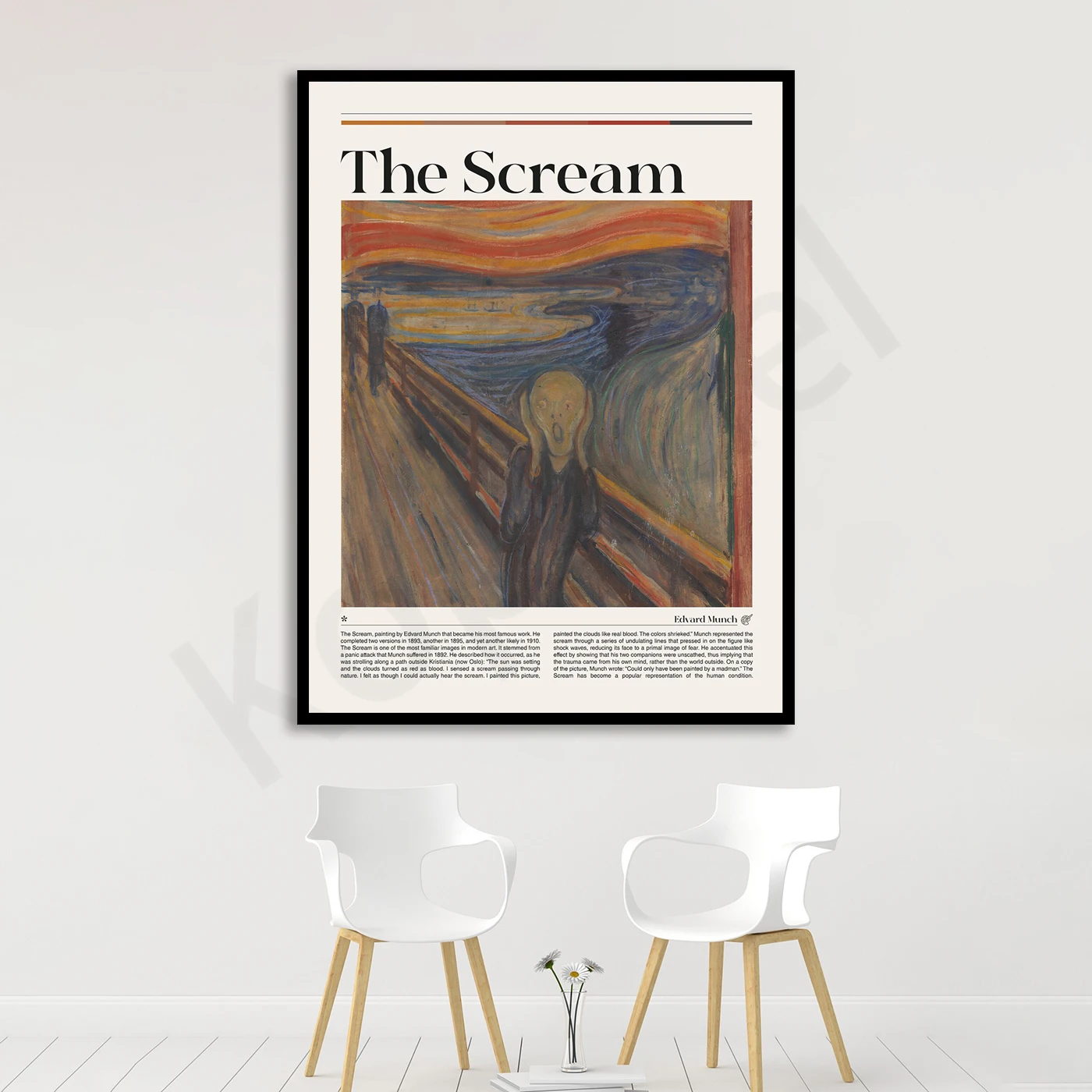 The Scream by Edvard Munch. Museum Exhibition Fine Art Painting. Home Wall Decor Art Poster