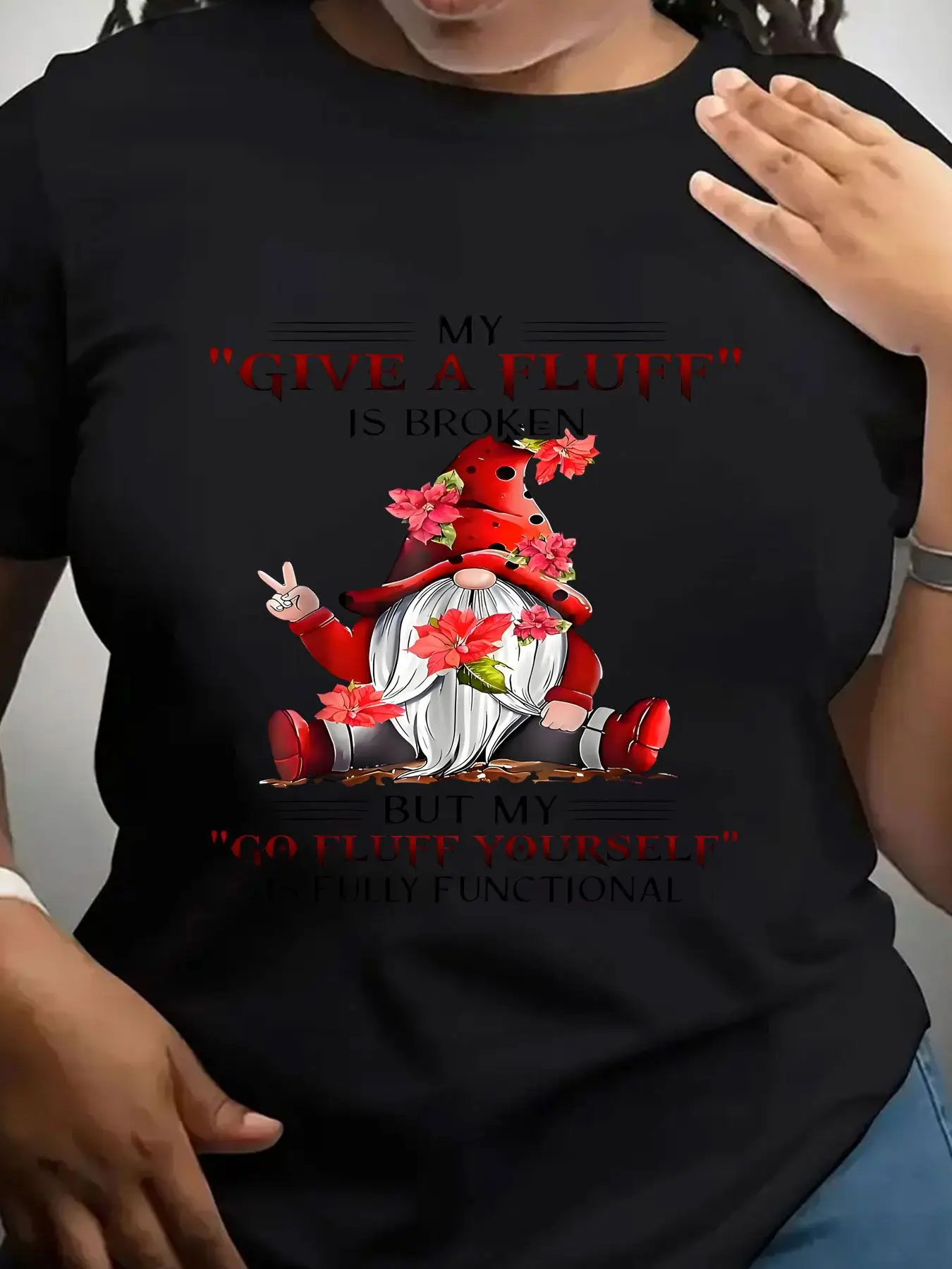 Women's Trendy Crew Neck T-Shirt My Give a Fluff Is Broken but My Go Fluff Yourself Is Fully Functional Suitable for Casual Sportswear