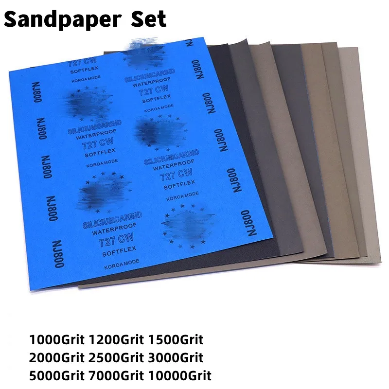 Sandpaper Set 1000 1200 1500 2000 2500~10000 Grit Sand Paper Water/Dry Sanding Paper Metal Jade Ceramic Wood Abrasive Tools