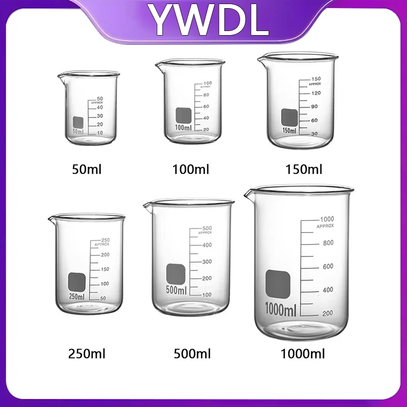 3 pçs conjunto de copo de medição de vidro escala clara copo resistente ao calor cozinha cozimento copo de medição conjunto recipiente de laboratório jarros
