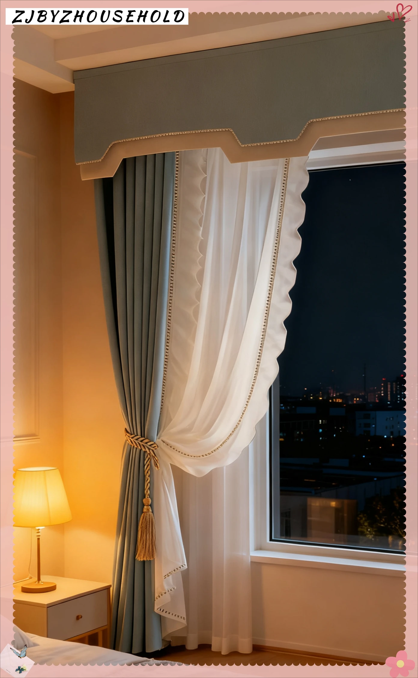 Princess Style Dream Curtains for Girls Room Thickened Floor To Ceiling Blackout Childrens Bedroom with Decorative Curtain Head