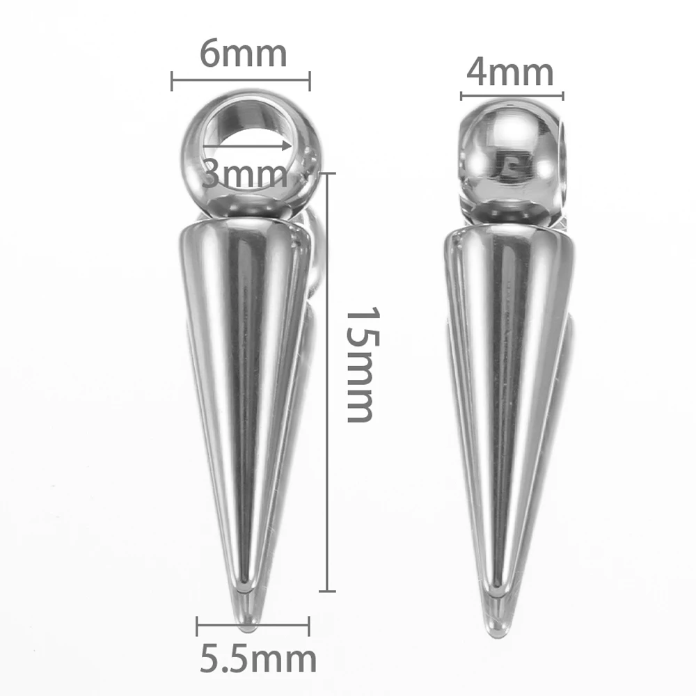 10PCS Stainless Steel Cone Charms Pendants Retro Spike Beads Charms Pendants for Women Man Hoop Earring Jewelry Making Supplies image 3