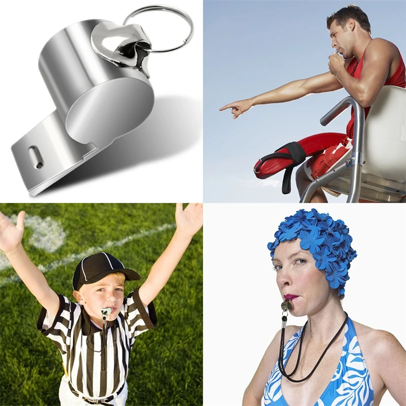 1/5/10PCS Stainless Steel Sports Whistles Metal Referee Whistle With Rope For Soccer Football Basketball Rugby Training Party