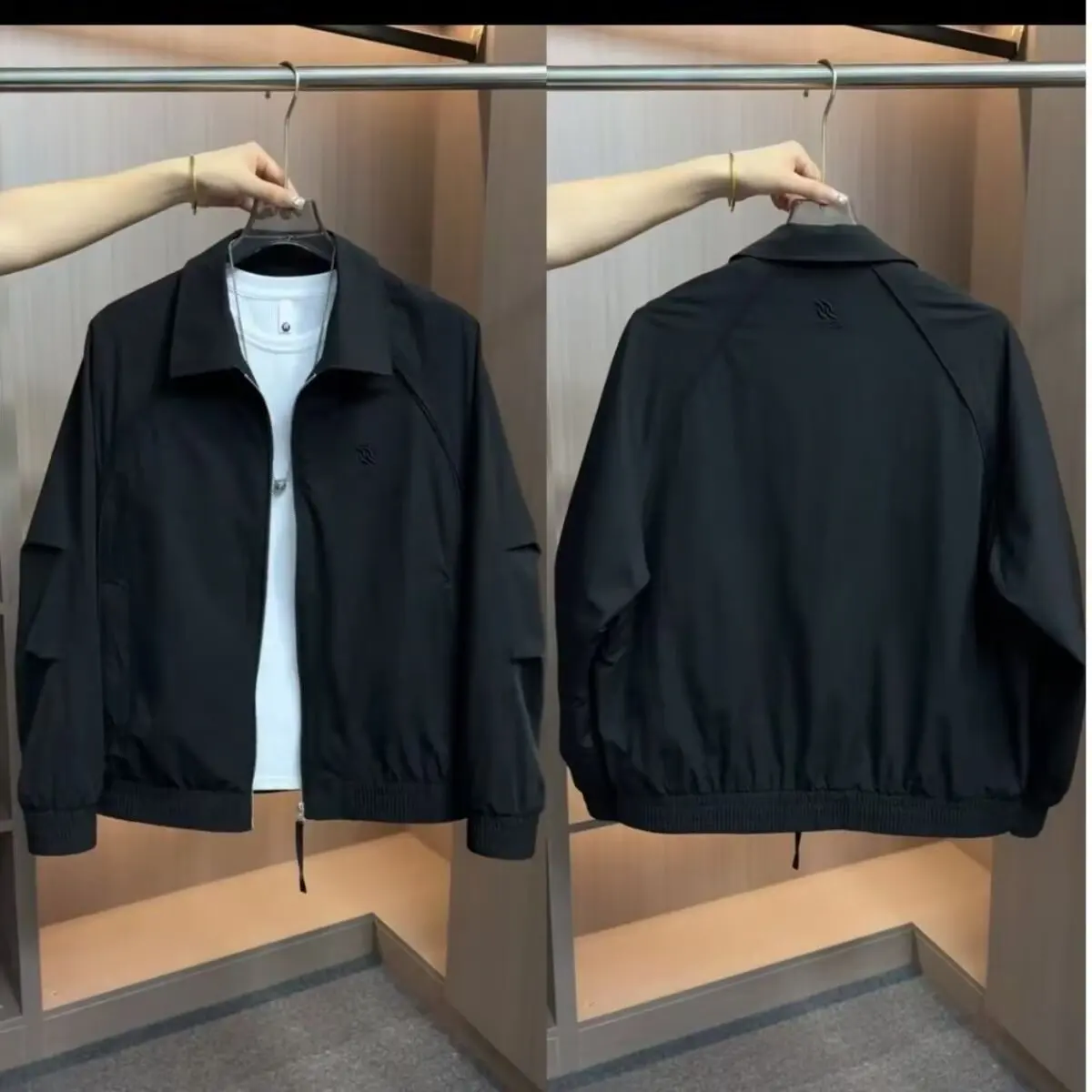 

Loose Fit Men's Jaet Korean Design Workwear ort Collar Faionable Versatile Trendy Spring Autumn Top Polyester Fiber