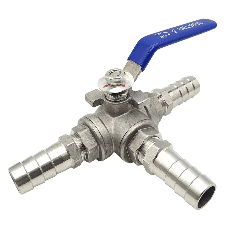 

6mm 8mm 10mm 12mm 13mm 14mm 15mm 16mm 18mm 19mm 20mm OD Hose Barb 304 Stainless Steel Three Way Drain Ball Valve For Water