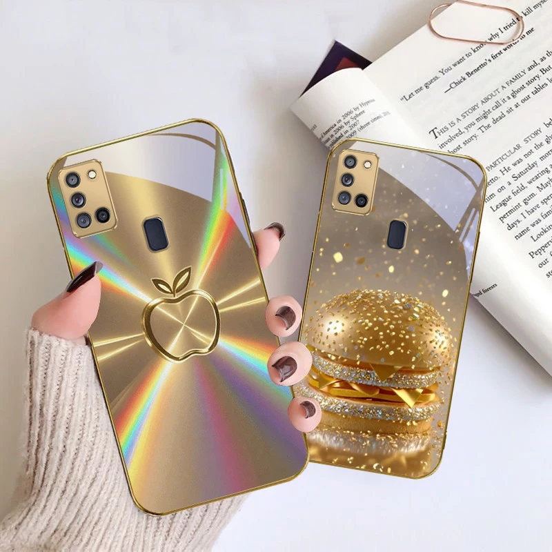 دافئ الذهبي لطيف التفاح لسامسونج A 70 71 72 73 14 15 13 16 25 A26 31 32 33 34 35 50 51 52 53 54 55 56 الزجاج الذهبي جراب هاتف
