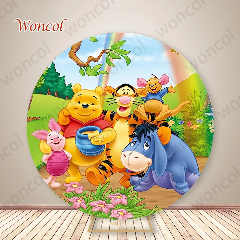 Winnie The Pooh Round Cover Pooh Tigger Piglet Roo Backdrop Winnie The Pooh Piglet Pooh Cylinder Cover Kid Birthday Decor Prop