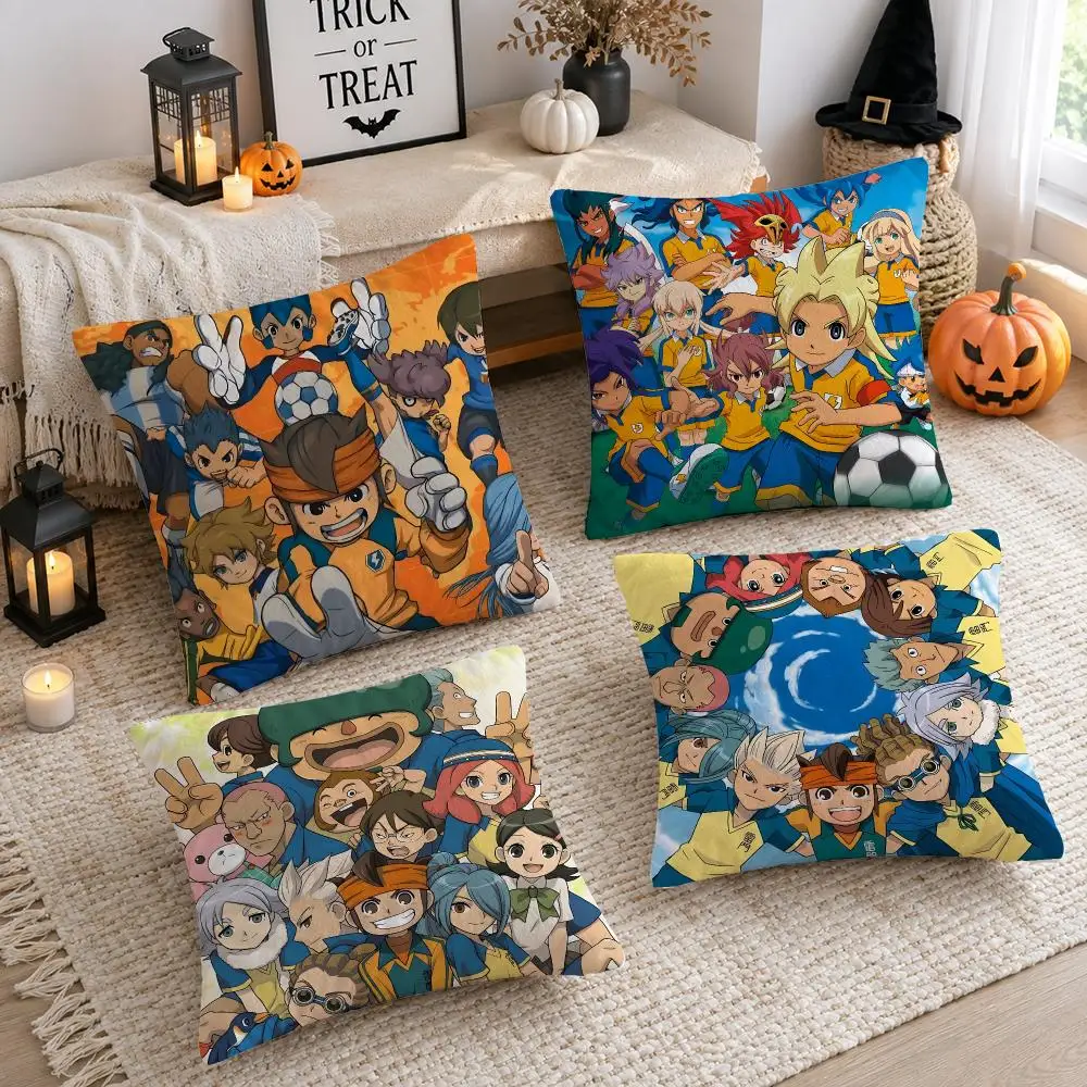 Japanese Anime L-inazuma Eleven Cushion Cover Plush Decorative Pillow Case With Hidden Zipper Cutecore Room Decor For Home