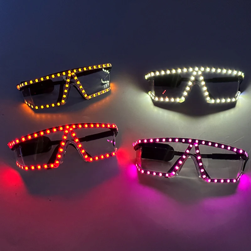 1Pc Luminous Glasses LED Party Glasses Glow In The Dark LED Goggles Festival Props for Music Bar KTV Birthday Party Cool Decor