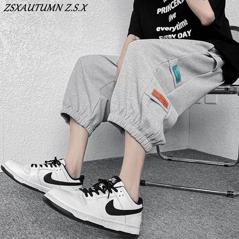 

Summer Male Brand Calf-length Pants Big Size Sports Wide Leg Pants High Street Fashion Pantalones Hombre Loose Sweatpants Casual