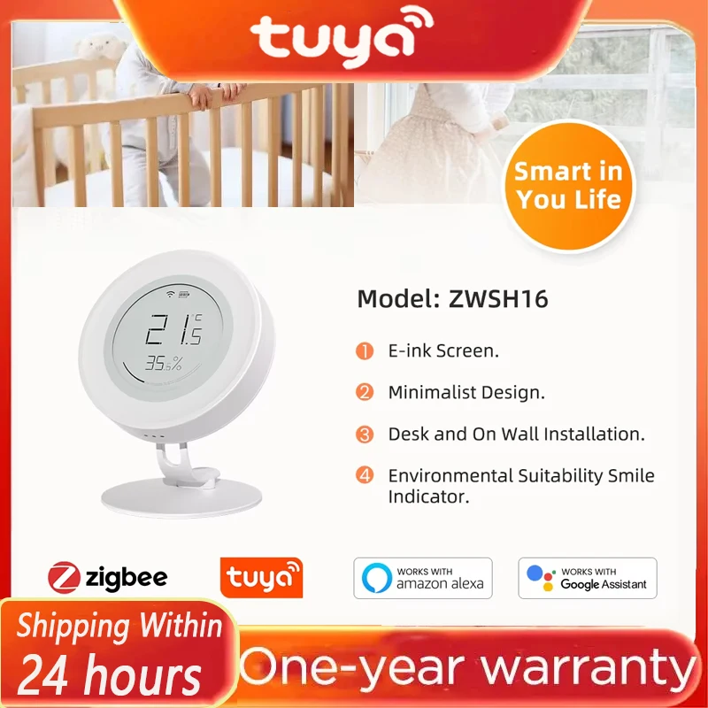 

Tuya ZigBee Smart Temperature Humidity Sensor Indoor Hygrometer APP Monitor Real-time Updates Google Assista/Alexa voice control
