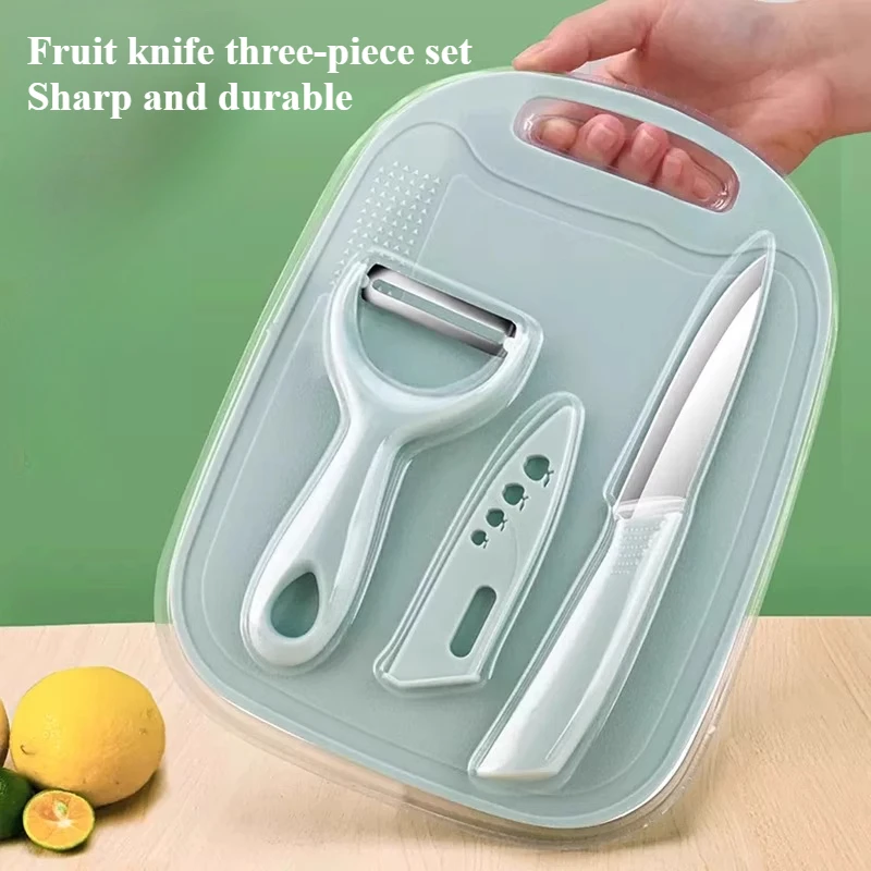 

Нож для фруктов, бытовой острый и прочный нож для очистки фруктов из нержавеющей стали, разделочная доска, 2-в-1 подходит, кухонный нож для резки фруктов