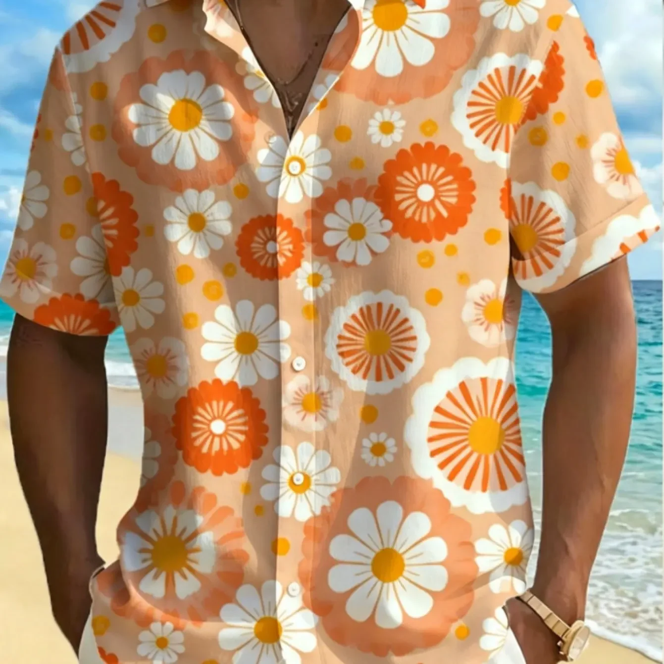 Summer Comfort Hawaiian Shirt Men Travel Daily All-match Blouse, Bright Rainbow Pineapple Fruit 3D Print