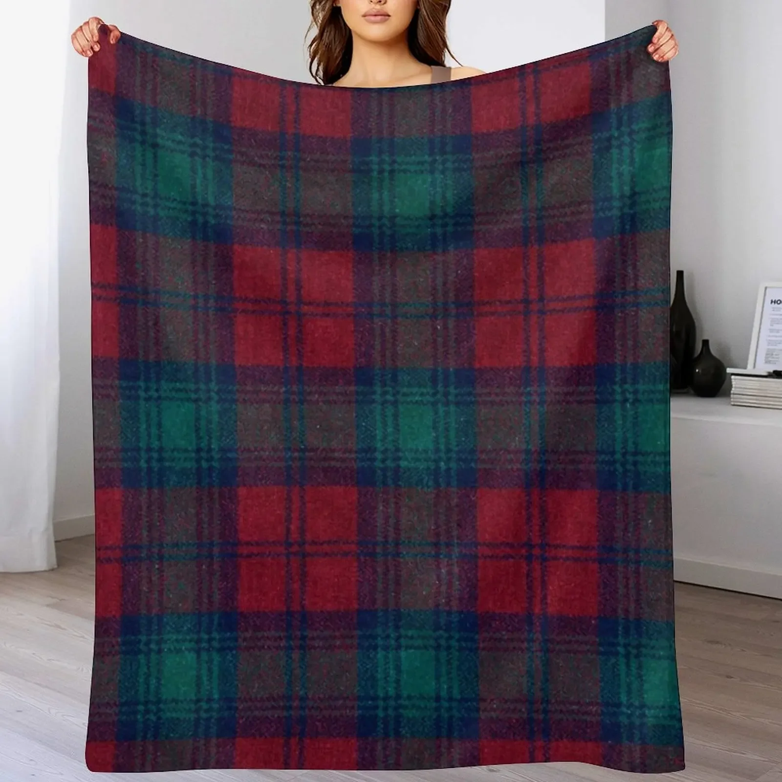 Lindsay Tartan Throw Blanket Fluffy Cozy Throw Blanket for Home Decor