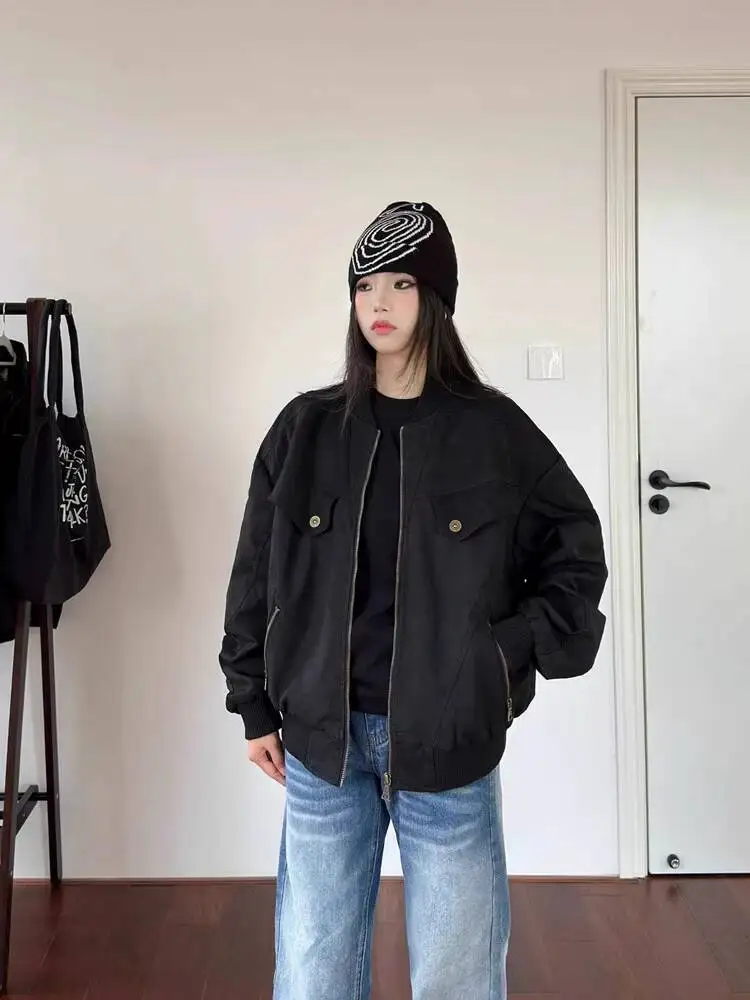 

Trendy Unisex Harrington Jacket Vintage Cleanfit Cargo Style Autumn Winter Casual Loose Distressed Street Coat
