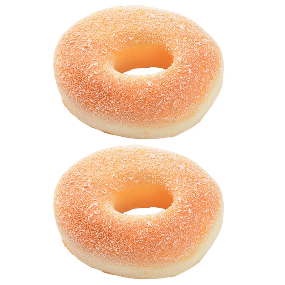 2 Pcs Simulated Bread Donut Toys Party Decorations Models Decompression Doughnuts Fake Cake Child