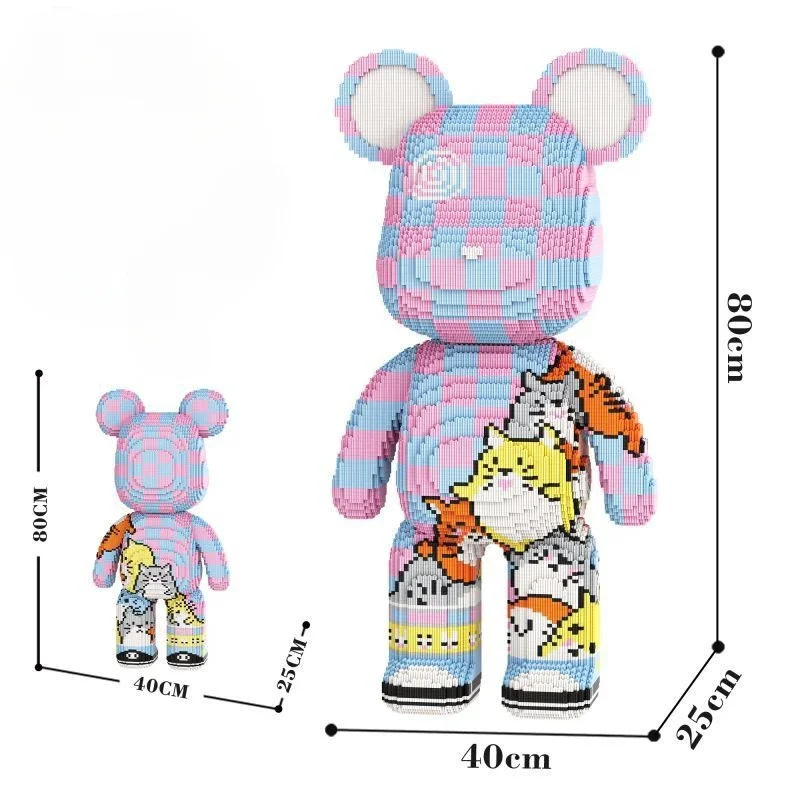 80Cm Oversized Small Cat Graffiti Bear Tiny Particles Building Block Assembly Educational Toys Boys and Girls Brain Gift Friends