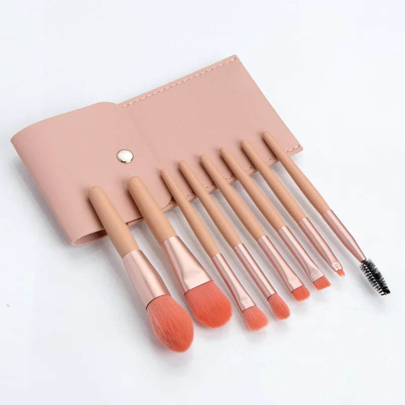 Ningying 8-teiliges tragbares Mini-Make-up-Pinsel-Set, buntes Beauty-Tools, Kosmetikpinsel-Set für Lidschatten, Rouge und Lippenstift