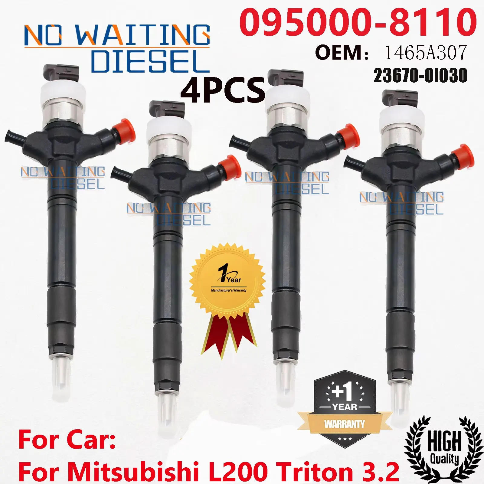 4PCS 095000-8110 Common Rail Exchange Injectors 1465A307 Diesel Fuel Sprayer Nozzle 0950008110 For Mitsubishi Pajero 4M41