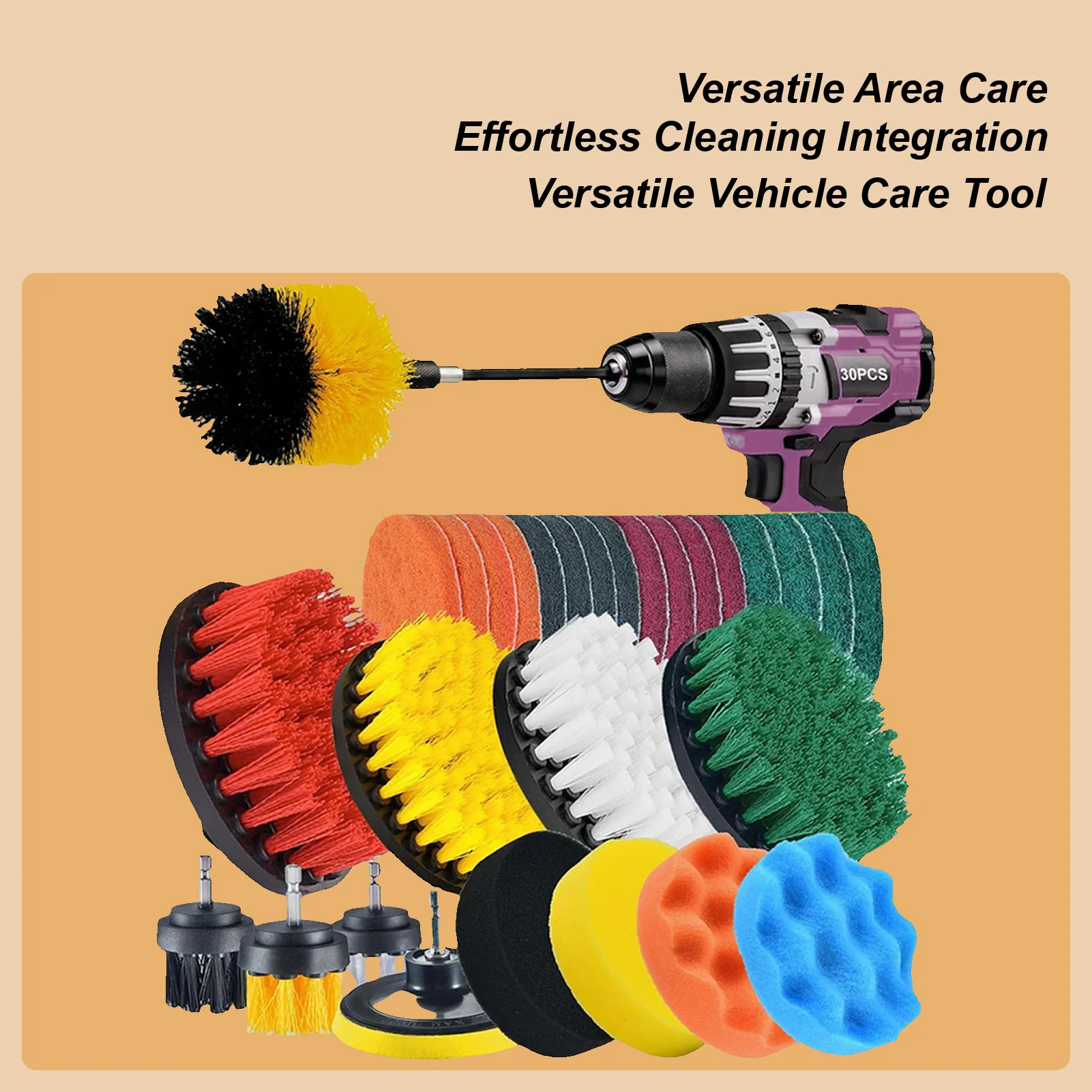 

Car Wash Brush Kit 30 Pieces Auto Care Polishing Scrub Pads Sponge Auto Detailing Drill Brush Set For Truck Vehicle SUV Sedan