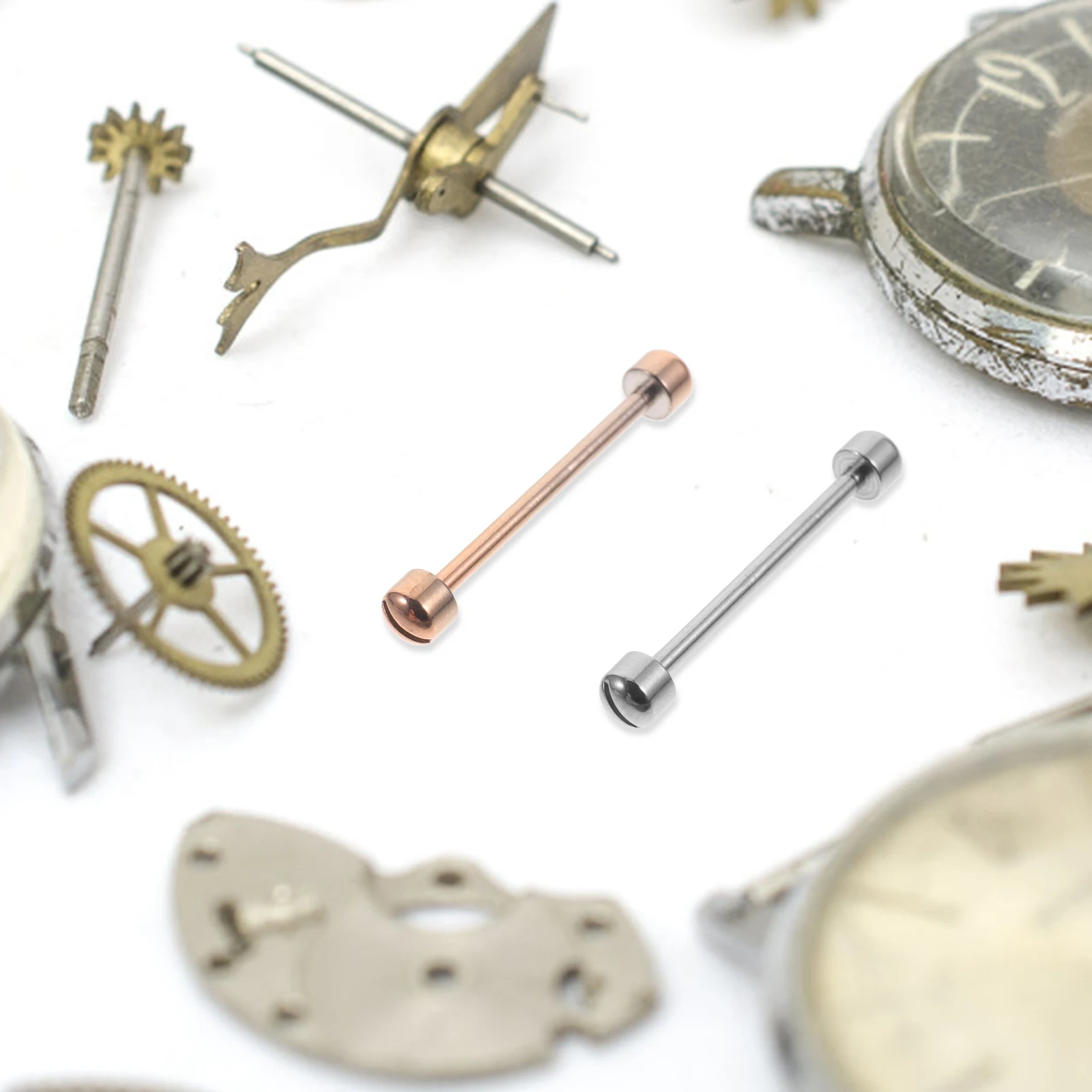 

2 Pcs Watch Connection Rod Screw Tube Band Stainless Steel for Watches Metal Replacement