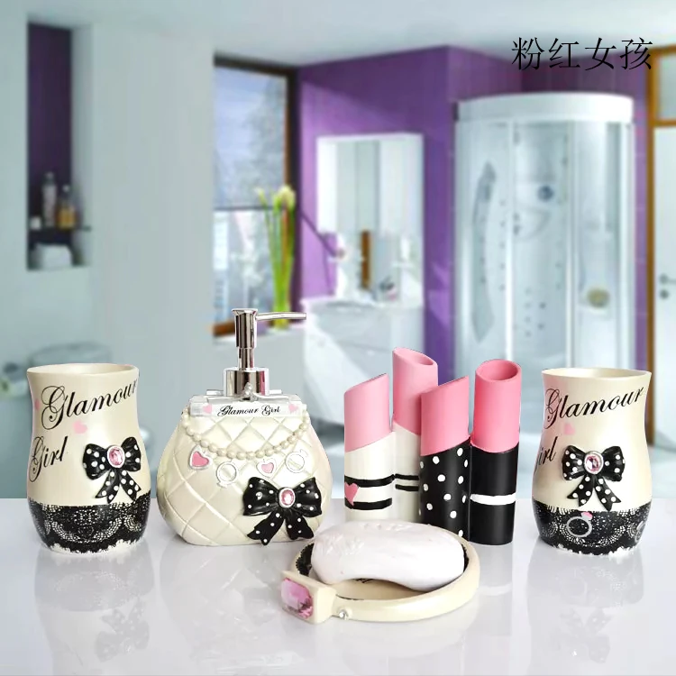 Resin bathroom set, European wedding gift, set of 5 pieces