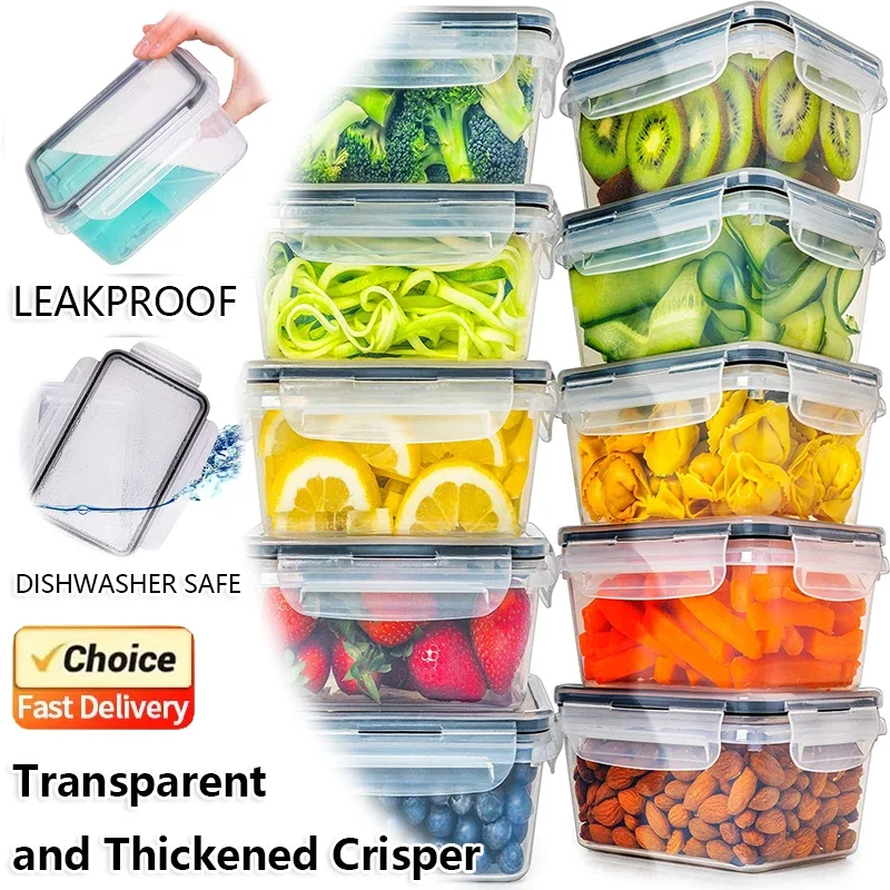 

10PCS Food Storage Set - Airtight Snap Lid Containers for Meal Prep, Kitchen and Pantry Microwave safe Lunch Box BPA-Free