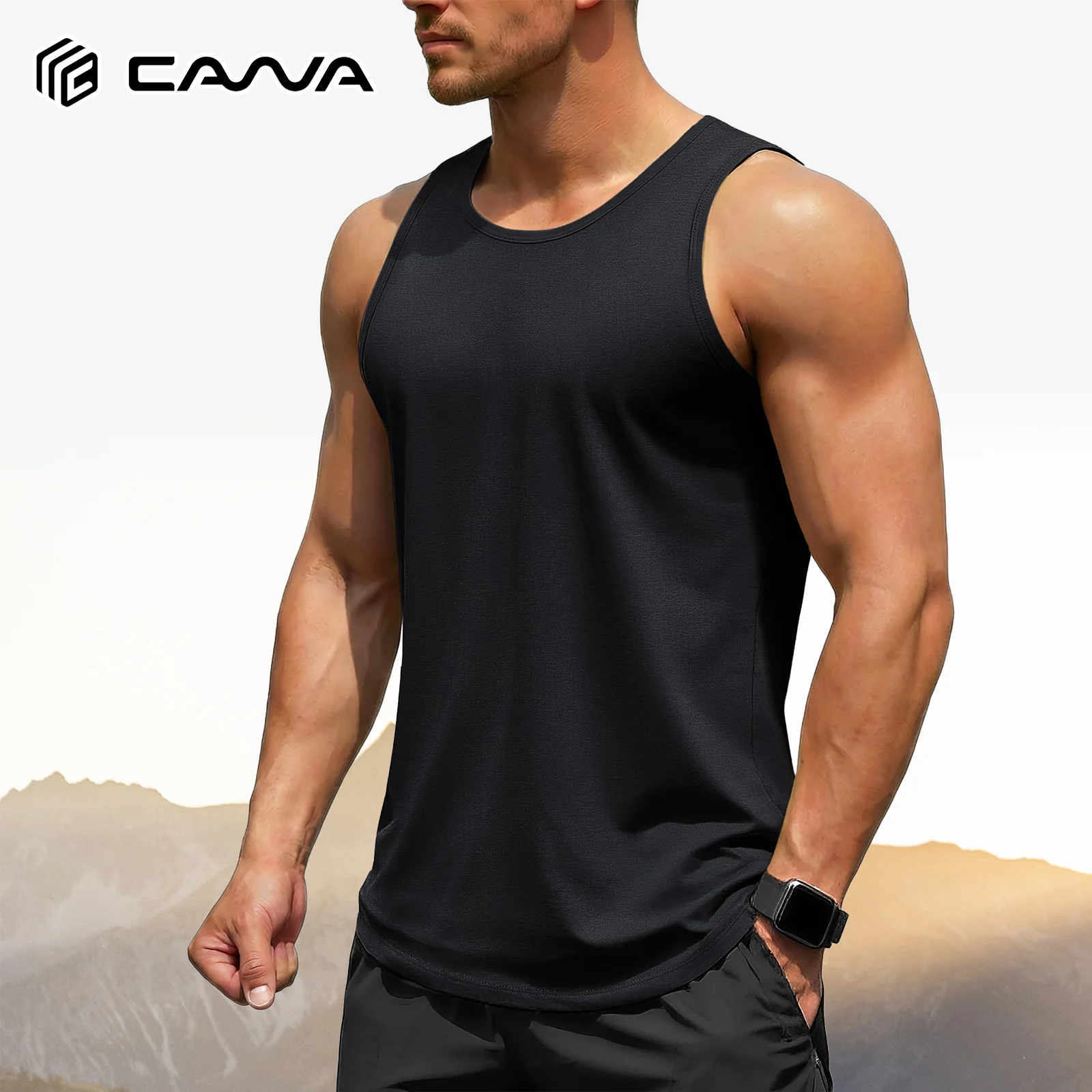 Herren-Tanktop mit UPF 50+, ärmelloses Muskelshirt, schnell trocknend, leicht, für Fitness, Workout, Sommer, Strand, Sonnenschutz