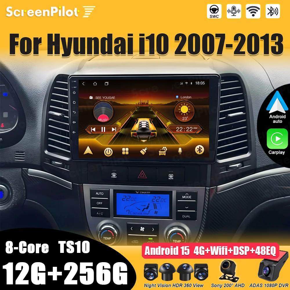 

For Hyundai Santa Fe 2 2006 2007 -2012 Android 16 Car Multimedia Video Player GPS Navigation Wireless Auto Intelligent System 5G