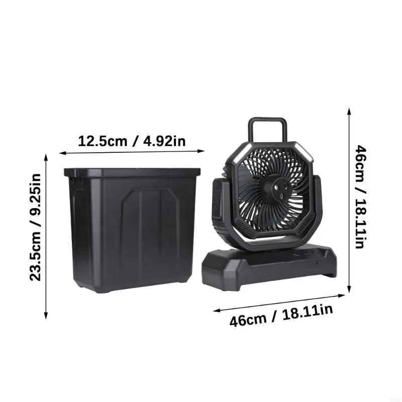 C90F Outdoor Misting Cooling Fan Rechargeable 6L Bucket Swing 3spray Nozel Remote