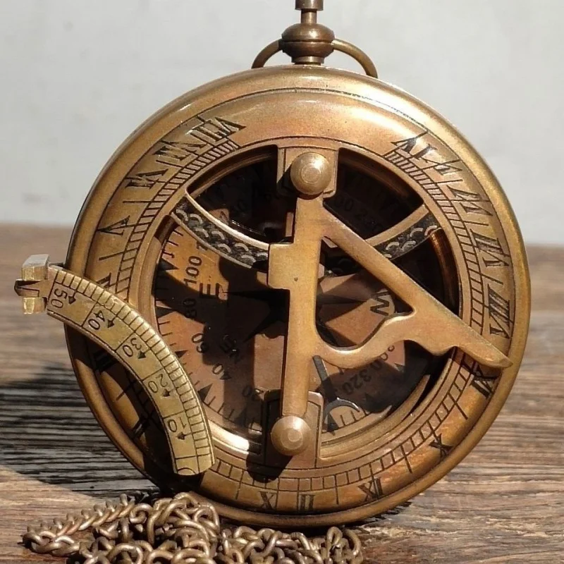 Antique Bronze Antique Old Collection Backflow Pure Brass Pocket Watch-Style Compass Republic of China Vintage Vintage Flip